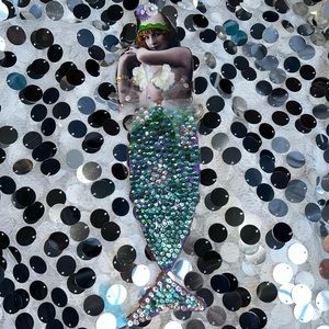 handcrafted wall plaque mixed media mermaid Victorian blue purple tulle flowers